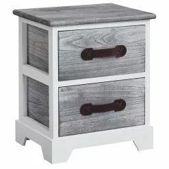 CARO-Möbel Nachttisch SALERNO Weiß/grau, 2 Schubladen