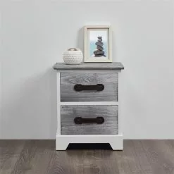 CARO-Möbel Nachttisch SALERNO Weiß/grau, 2 Schubladen -Sideboards Verkäufe 94096 4