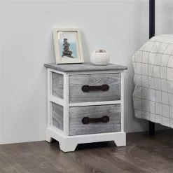 CARO-Möbel Nachttisch SALERNO Weiß/grau, 2 Schubladen -Sideboards Verkäufe 94096 5