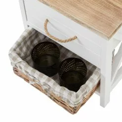 CARO-Möbel Nachttisch PERUGIA Mit 1 Schublade Und Korb, Weiß -Sideboards Verkäufe 94098 4 N2