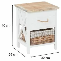 CARO-Möbel Nachttisch PERUGIA Mit 1 Schublade Und Korb, Weiß -Sideboards Verkäufe 94098 9 N2