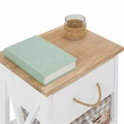 CARO-Möbel Nachttisch PERUGIA Mit 1 Schublade Und 2 Körben, Weiß -Sideboards Verkäufe 94099 2 N