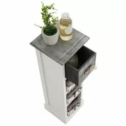 CARO-Möbel Schubladenkommode FLOWER, Paulownia-Holz Weiß, Mit 1 Schublade Und 3 Körben -Sideboards Verkäufe 94100 2 N2