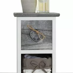 CARO-Möbel Schubladenkommode FLOWER, Paulownia-Holz Weiß, Mit 1 Schublade Und 3 Körben -Sideboards Verkäufe 94100 3 N2