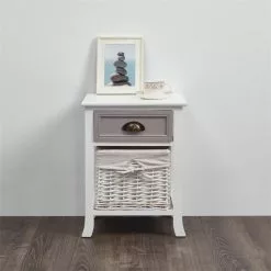 CARO-Möbel Nachttisch TOSCANA Weiß Mit Schublade -Sideboards Verkäufe 94106 3 N1