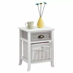 CARO-Möbel Nachttisch TOSCANA Weiß Mit Schublade -Sideboards Verkäufe 94106 5