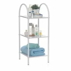 Sideboards Verkäufe 33 CARO-Möbel Badregal MADURAI Mit 3 Ablagen, Weiß Lackiert