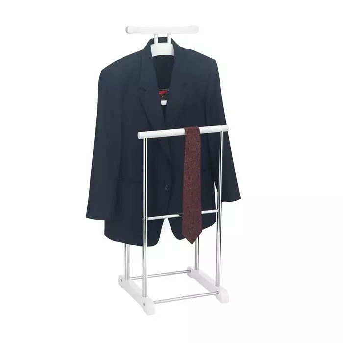 CARO-Möbel Herrendiener MUMBAI, In Weiß/chrom Mit Ablage 2 CARO-Möbel Herrendiener MUMBAI, In Weiß/chrom Mit Ablage – Bild 2