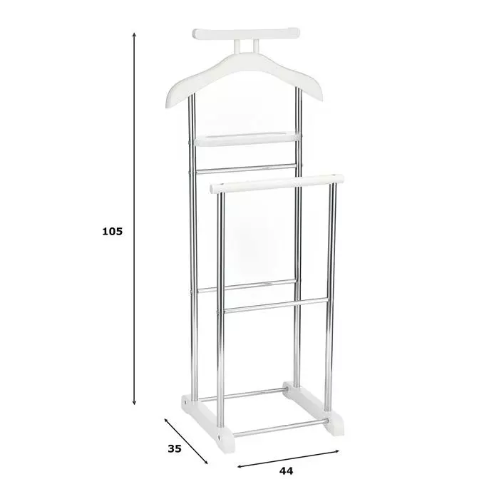 CARO-Möbel Herrendiener MUMBAI, In Weiß/chrom Mit Ablage 3 CARO-Möbel Herrendiener MUMBAI, In Weiß/chrom Mit Ablage – Bild 3
