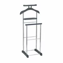 CARO-Möbel Herrendiener MUMBAI, In Schwarz/chrom Mit Ablage