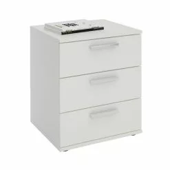 CARO-Möbel Nachttisch MARIELLA Weiß Mit 3 Schubladen