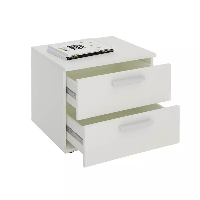 CARO-Möbel Nachttisch MAXIMA In Weiß Mit 2 Schubladen 2 CARO-Möbel Nachttisch MAXIMA In Weiß Mit 2 Schubladen – Bild 2