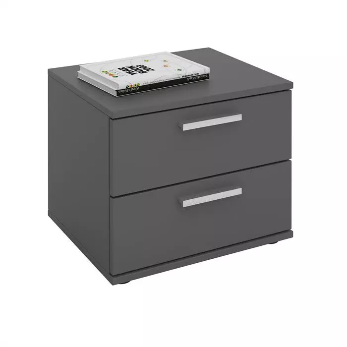 CARO-Möbel Nachttisch MAXIMA In Grau Mit 2 Schubladen 1 CARO-Möbel Nachttisch MAXIMA In Grau Mit 2 Schubladen