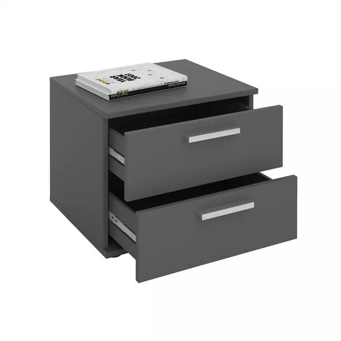CARO-Möbel Nachttisch MAXIMA In Grau Mit 2 Schubladen 2 CARO-Möbel Nachttisch MAXIMA In Grau Mit 2 Schubladen – Bild 2