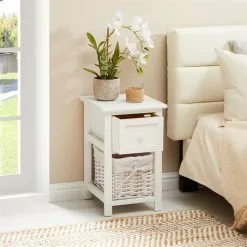 CARO-Möbel Nachttisch MESSINA Mit 1 Schublade Und Korb, In Weiß 9 CARO-Möbel Nachttisch MESSINA Mit 1 Schublade Und Korb, In Weiß -Sideboards Verkäufe 94232 AC2