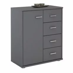 CARO-Möbel Kommode TIRANO 1 Tür, 4 Schubladen, Grau