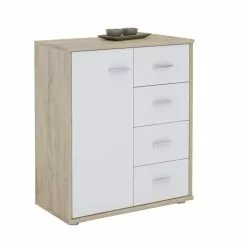 CARO-Möbel Kommode TIRANO 1 Tür, 4 Schubladen, Sonoma Eiche/weiß