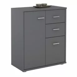 CARO-Möbel Kommode LOCARNO 2 Türen, 2 Schubladen In Grau