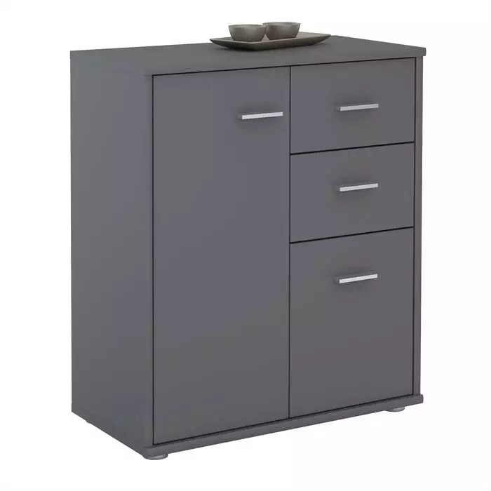 CARO-Möbel Kommode LOCARNO 2 Türen, 2 Schubladen In Grau 1 CARO-Möbel Kommode LOCARNO 2 Türen, 2 Schubladen In Grau