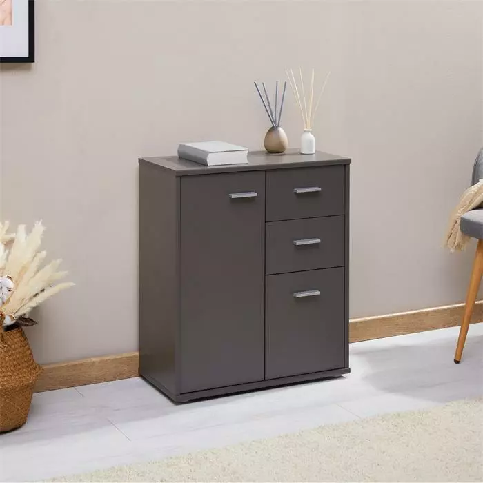 CARO-Möbel Kommode LOCARNO 2 Türen, 2 Schubladen In Grau 2 CARO-Möbel Kommode LOCARNO 2 Türen, 2 Schubladen In Grau – Bild 2