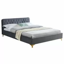 CARO-Möbel Polsterbett GLAMOUR 140x200 Cm Im Barock-Stil, In Grau