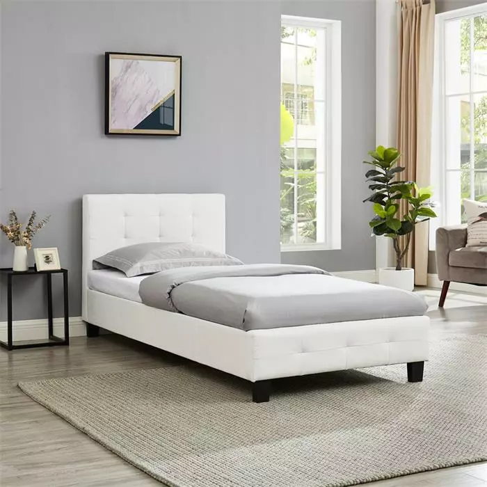 CARO-Möbel Polsterbett OHIO 90 X 200 Cm Inkl. Lattenrost In Weiß 2 CARO-Möbel Polsterbett OHIO 90 X 200 Cm Inkl. Lattenrost In Weiß – Bild 2