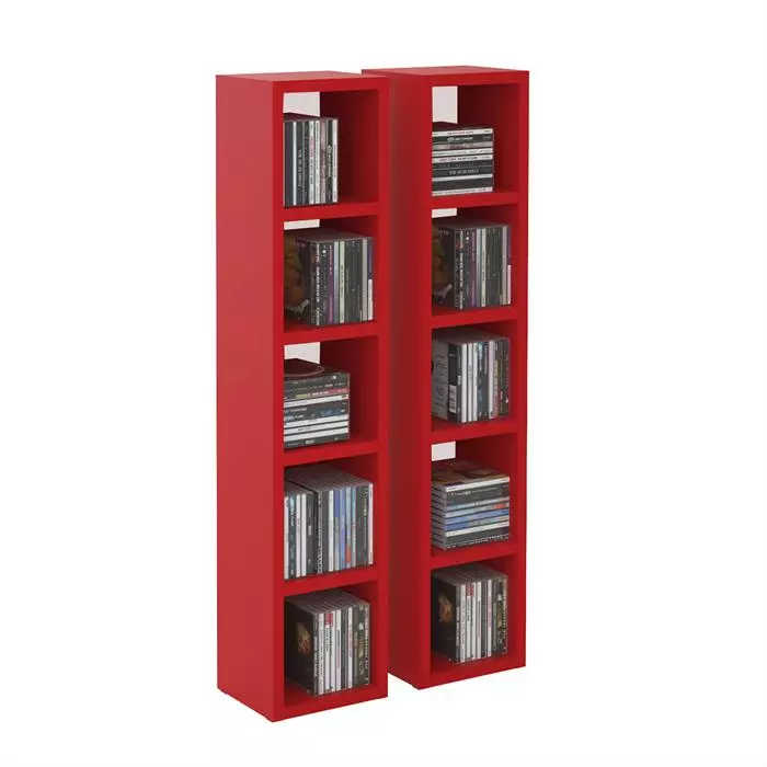 CARO-Möbel CD / DVD Regal CHART Mit 10 Fächern In Rot 3 CARO-Möbel CD / DVD Regal CHART Mit 10 Fächern In Rot – Bild 3