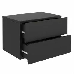 CARO-Möbel Wandregal Nachtschrank ANNI Mit 2 Schubladen In Schwarz