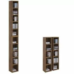 CARO-Möbel CD / DVD Regal CHART Mit 10 Fächern In Eiche Dunkelbraun