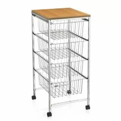 CARO-Möbel Küchenwagen RONJA Verchromt Mit 4 Körben Auf Rollen -Sideboards Verkäufe 94509 2