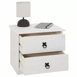 CARO-Möbel Nachttisch RESIDENCIA Kiefer Massiv Weiß, Mit 2 Schubladen -Sideboards Verkäufe 94539 2