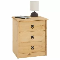 CARO-Möbel Nachttisch BARRIO Aus Kiefer Mit 3 Schubladen