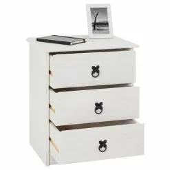 CARO-Möbel Nachttisch RESIDENCIA, Kiefer Massiv Weiß, Mit 3 Schubladen -Sideboards Verkäufe 94541 2