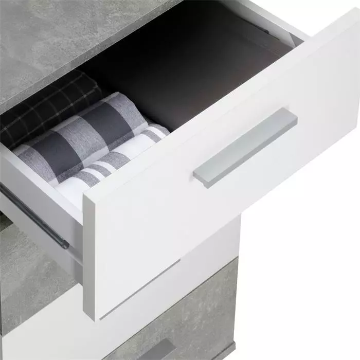 CARO-Möbel Kommode CHICAGO Betonoptik/weiß, 4 Schubladen, 1 Tür 4 CARO-Möbel Kommode CHICAGO Betonoptik/weiß, 4 Schubladen, 1 Tür – Bild 4