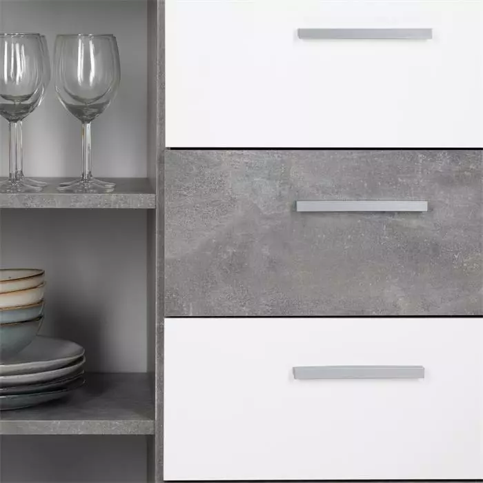 CARO-Möbel Kommode CHICAGO Betonoptik/weiß, 4 Schubladen, 1 Tür 5 CARO-Möbel Kommode CHICAGO Betonoptik/weiß, 4 Schubladen, 1 Tür – Bild 5