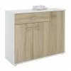 CARO-Möbel Sideboard ESTELLE Mit 3 Türen, 1 Schublade Weiß/Sonoma Eiche