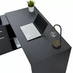 CARO-Möbel Eckschreibtisch LENA Mit Regal In Schwarz -Sideboards Verkäufe 94602 7
