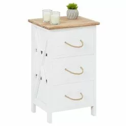 CARO-Möbel Nachttisch PERUGIA Mit 3 Schubladen In Weiß