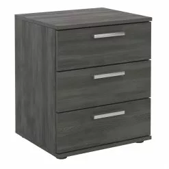 CARO-Möbel Nachttisch MARIELLA Esche Grau Mit 3 Schubladen