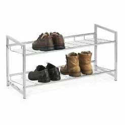 CARO-Möbel Schuhregal VALERIO Metall Verchromt, 2 Ablagen