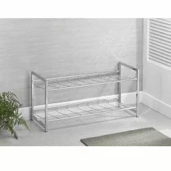 CARO-Möbel Schuhregal VALERIO Metall Verchromt, 2 Ablagen -Sideboards Verkäufe 94688 3