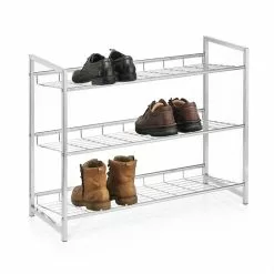 CARO-Möbel Schuhregal VALERIO Metall Verchromt, 3 Ablagen