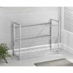 CARO-Möbel Schuhregal VALERIO Metall Verchromt, 3 Ablagen -Sideboards Verkäufe 94689 3