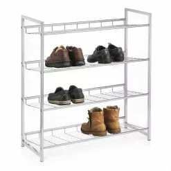 CARO-Möbel Schuhregal VALERIO Metall Verchromt, 4 Ablagen