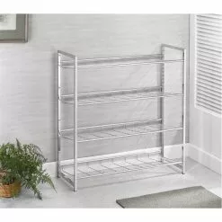 CARO-Möbel Schuhregal VALERIO Metall Verchromt, 4 Ablagen -Sideboards Verkäufe 94690 3