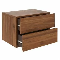 CARO-Möbel Wandregal Nachtschrank ANNI Mit 2 Schubladen In Nussbaum