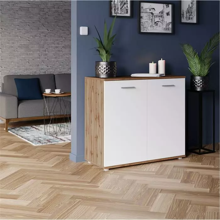 CARO-Möbel Kommode CHICAGO Wotan Eiche/weiß, 2 Türen 2 CARO-Möbel Kommode CHICAGO Wotan Eiche/weiß, 2 Türen – Bild 2