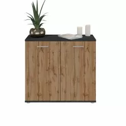 CARO-Möbel Kommode CHICAGO Mit 2 Türen In Beton Dunkel/Wotan Eiche -Sideboards Verkäufe 94749 4 N1