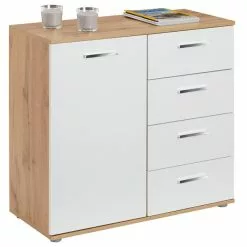 CARO-Möbel Kommode CHICAGO Wotan Eiche/weiß, 4 Schubladen, 1 Tür