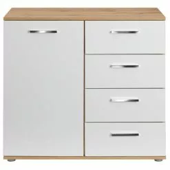CARO-Möbel Kommode CHICAGO Wotan Eiche/weiß, 4 Schubladen, 1 Tür -Sideboards Verkäufe 94750 2 N2